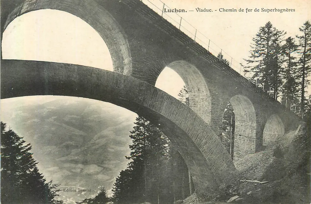Luchon — Viaduto — Ferrovia de Superbagnères — Edição Benoist - Frente