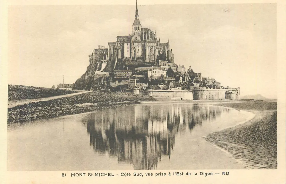 Mont Saint-Michel — Aussicht vom Osten der Digue — Südseite — ND - Vorderseite