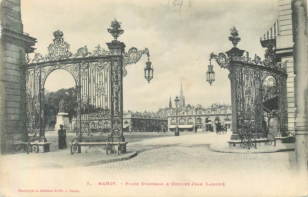 Nancy - Place Stanislas & Grilles Jean Lamour — fototipo A. Bergeret & Cie, Nancy, n°5 - Anverso