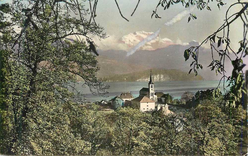 See Annecy — Blick auf die Kirche, den Roc de Chère und die Tournette — G. Rossat, Annecy - Vorderseite