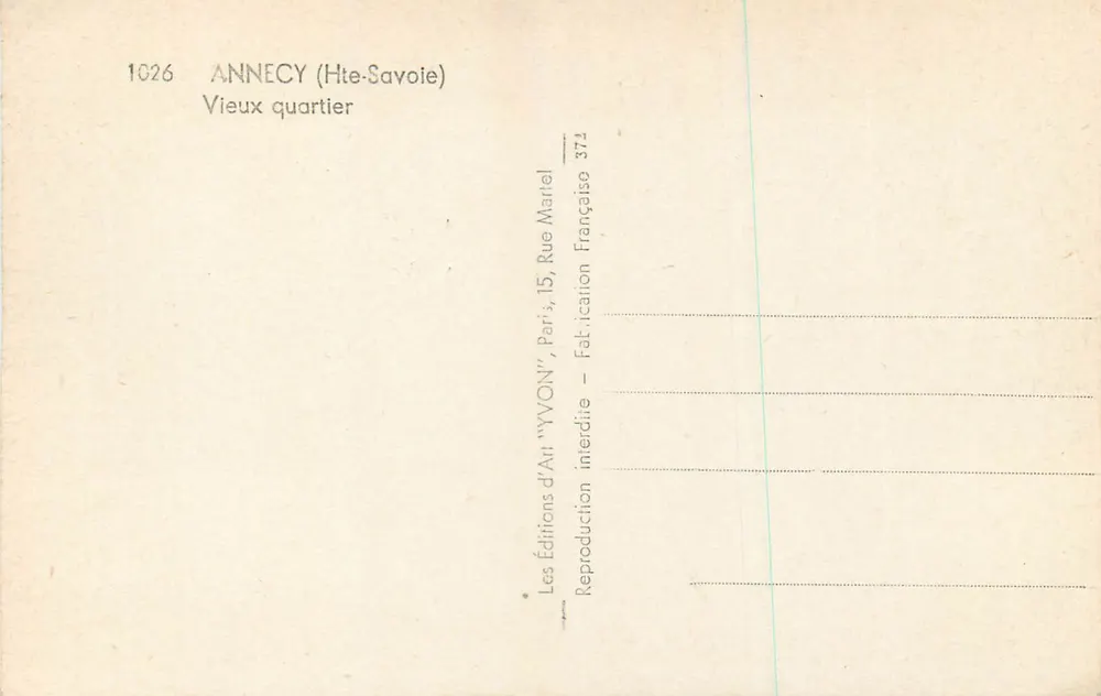 Annecy (Haute-Savoie) — Velho bairro — Rue Mariel, Paris 15 — Yvon - Verso