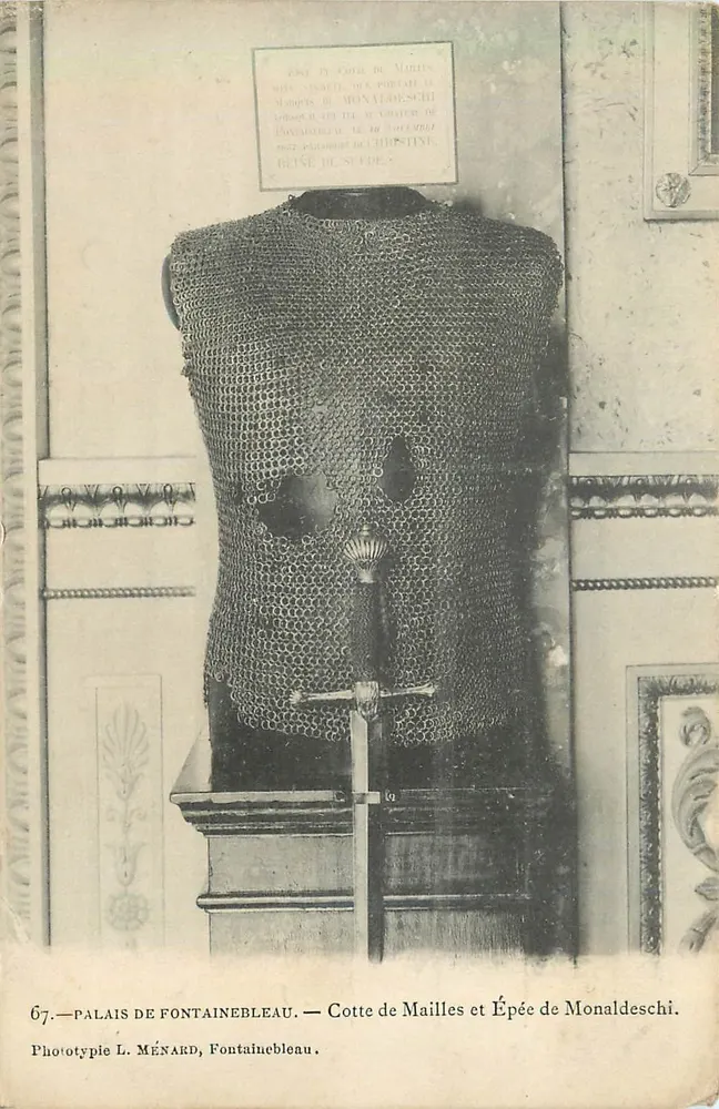 Palais de Fontainebleau — Cotte de Mailles et Épée de Monaldeschi - Recto