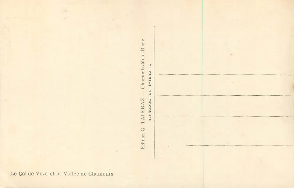 O Col de Voza e a Vale de Chamonix — G. Tairraz - Verso