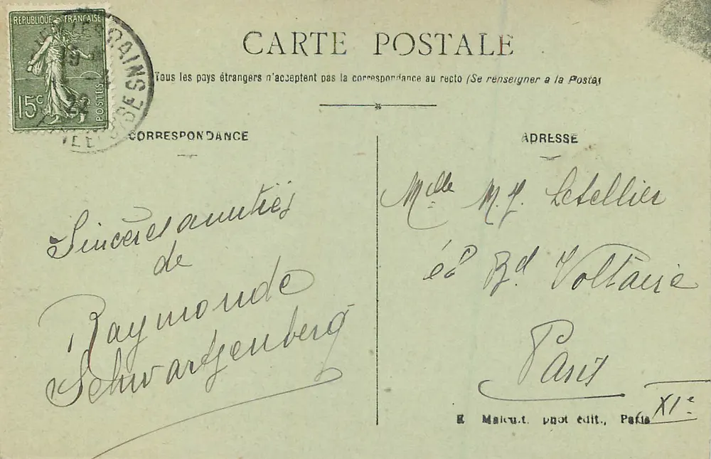 Montmorency — Ein Eckchen des Rathausparks — E. M. n° 3394 - Rückseite