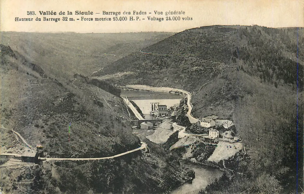 Tal der Sieule — Staudamm der Fades — Allgemeine Ansicht — B. Laville Montluçon - Vorderseite
