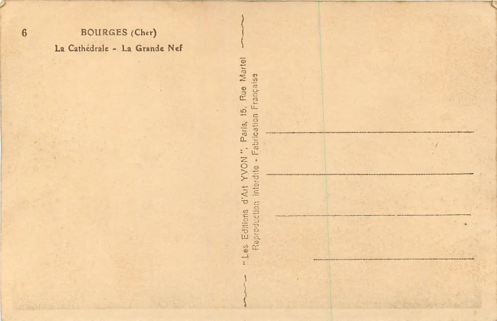 Bourges (Cher) — A Catedral - A Grande Nave — YVON - Verso