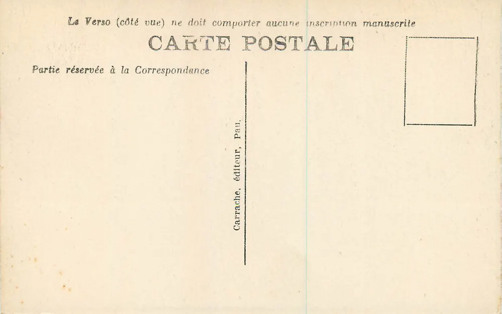 Le Château (Vue de la Basse-Plante) — Pau — Carrache, éditeur - Verso
