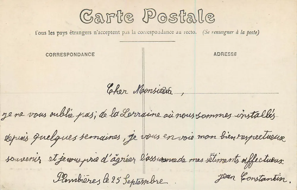Arredores de Plombières-les-Bains — Vale das Rochas — Coleção P. Duroch — Agência de Aluguel - Verso