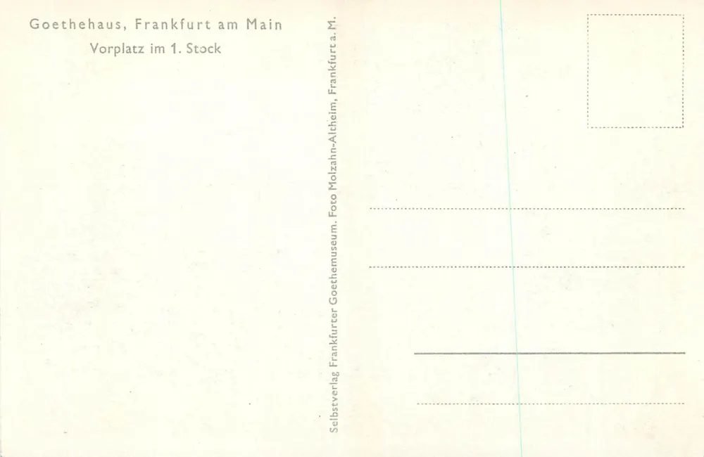 Innenansicht des Goethehauses — Treppenhaus und Halle — Verlag: Selbstverlag Goethemuseum - Rückseite