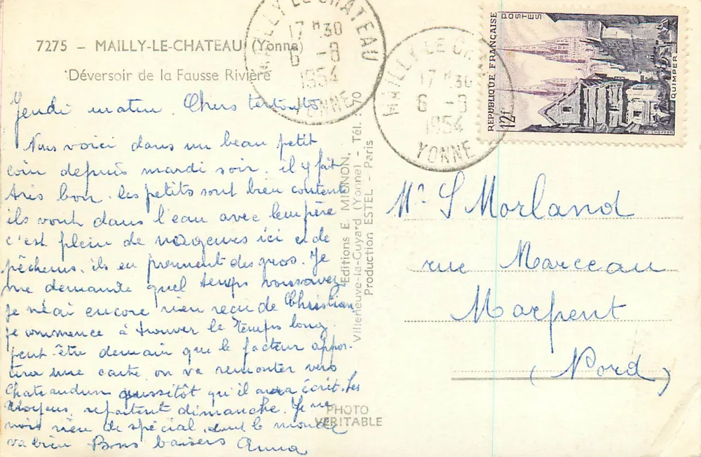 Déversoir de la Fausse Rivière — Mailly-le-Château (Yonne) — Éditeur E. Mignon - Verso