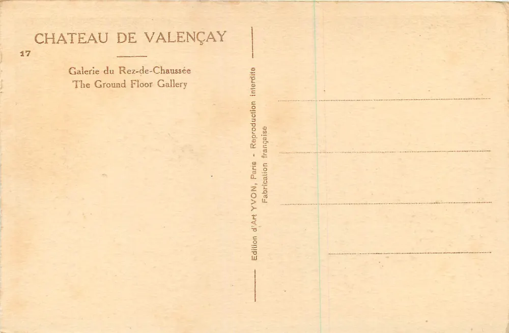 Schloss Valençay — Galerie des Erdgeschosses — Kunstausgabe YVON, Paris - Rückseite