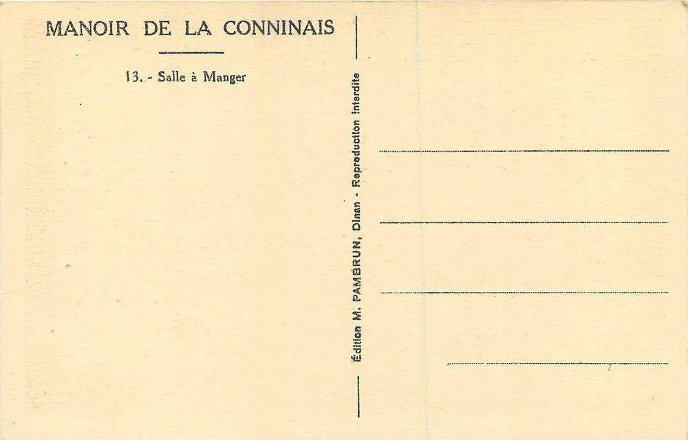 Dinan - Schloss Conninais — Speisesaal — Edition von M. Pambrun, Dinan - Rückseite