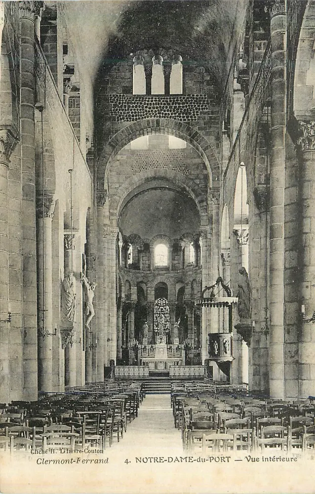 Notre-Dame-du-Port — Vue intérieure — Clermont-Ferrand - Recto