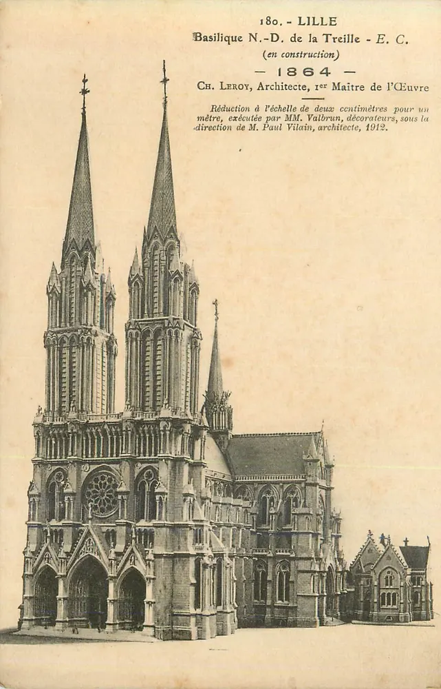 Lille - Basiliek van Onze Lieve Vrouw van de Treille (in opbouw) — 1864 — CH. Leroy, Architect - Voorkant