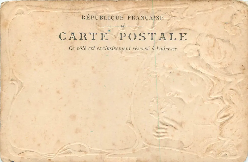 Mulher com flores — Boa Festa — Carta postal francesa - Verso