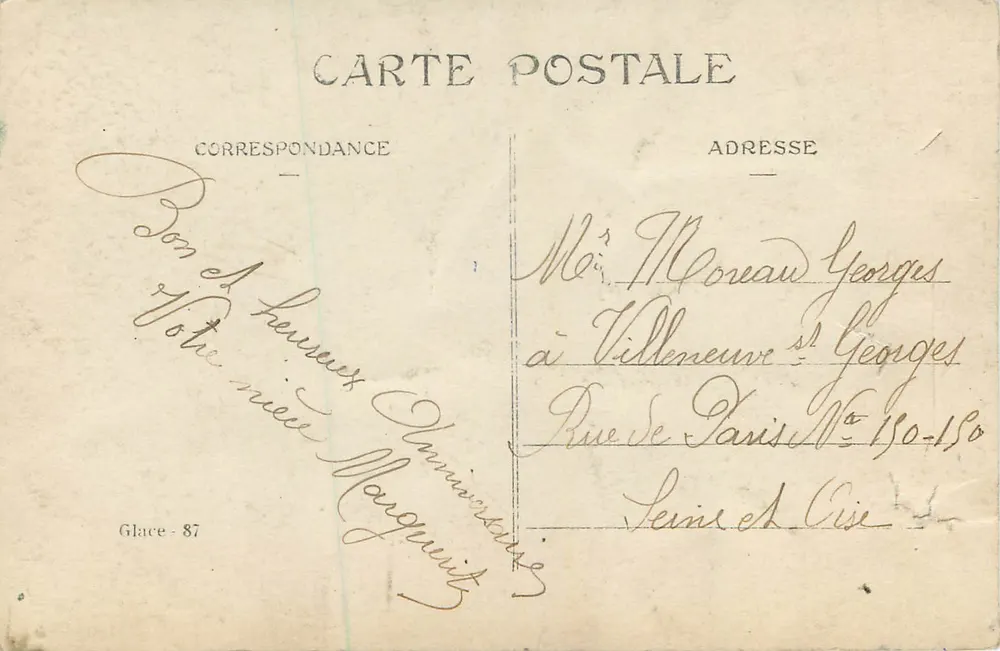 Femme en robe élégante — tenant un bouquet de carottes et de fleurs — éditeur Glace - 87 - Verso