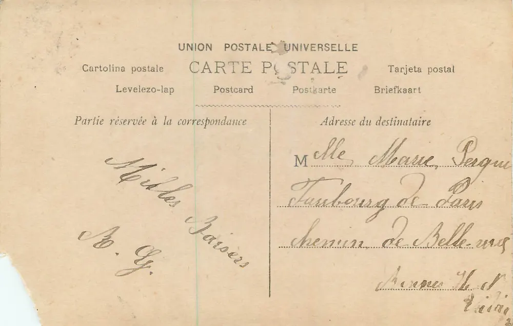 Jovem mulher com buquê — 'Bom Ano' — editor desconhecido, n° 1642 - Verso