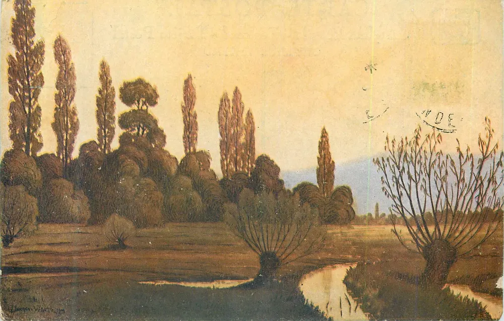 Landschaft mit Fluss und Weiden — J. J. Waltz (Hansi) — Nr. 228 - Vorderseite