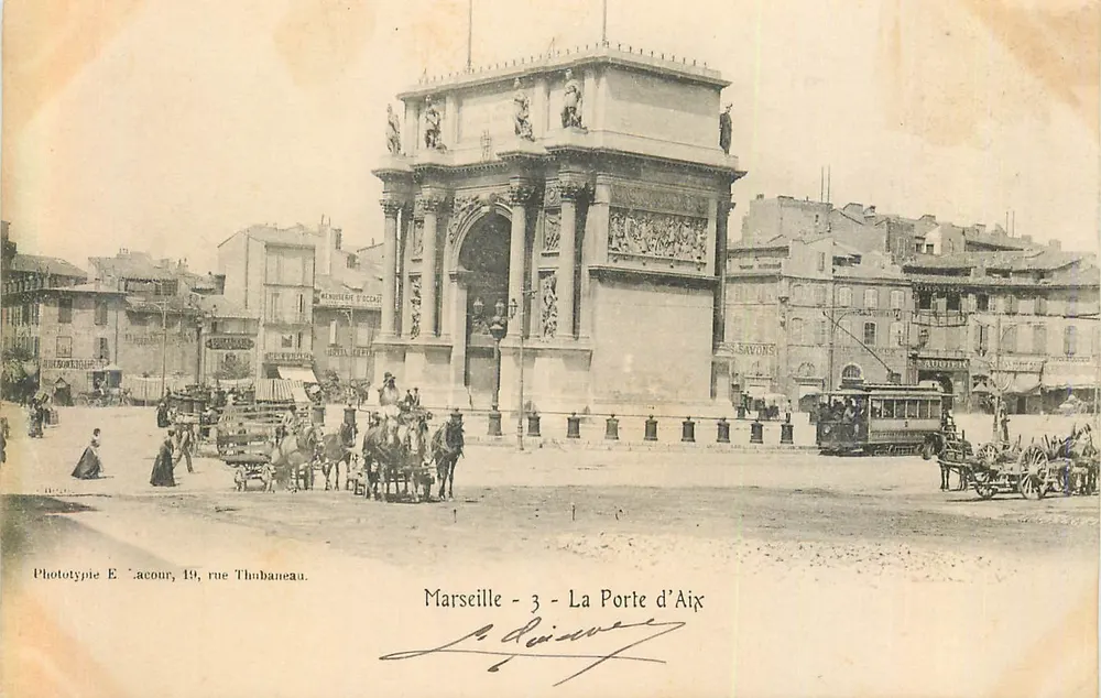 Marseille - 3 - La Porte d'Aix — Fototipia E. Lacour, 19, rue Thubaneau - Frente