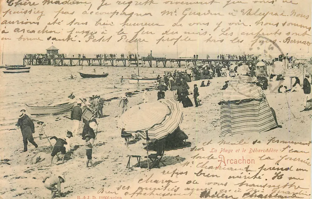 Arcachon — A Praia e o Desembarque — R.&J.D. 11066 - Frente