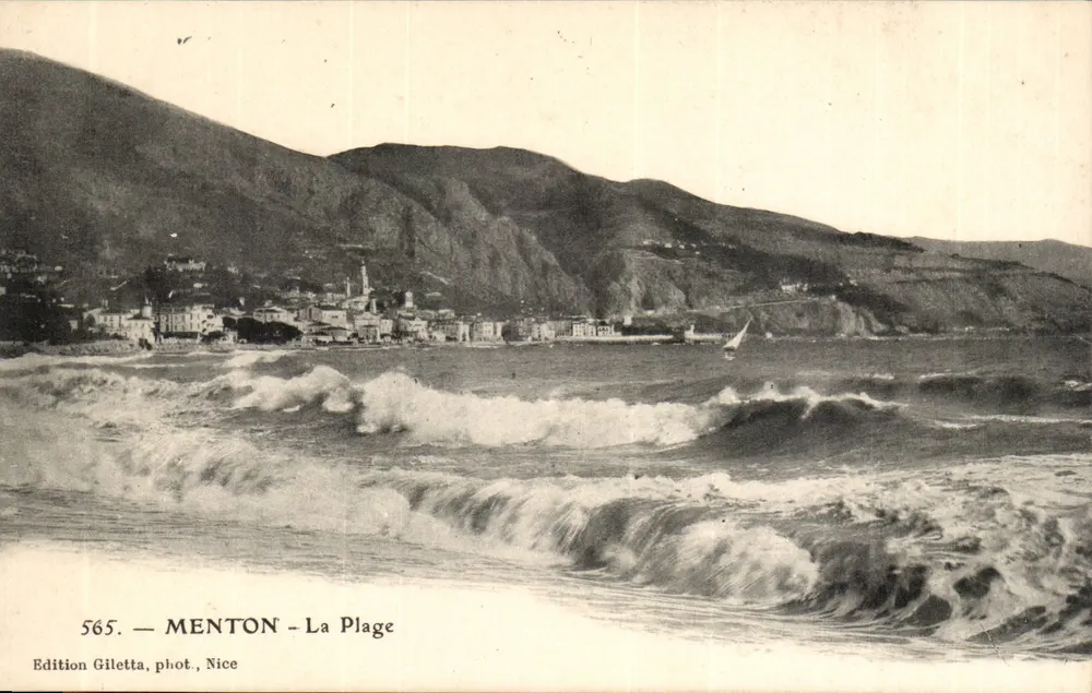 Menton - A Praia — Édition Gilettà, fot. Nice, n° 565 - Frente