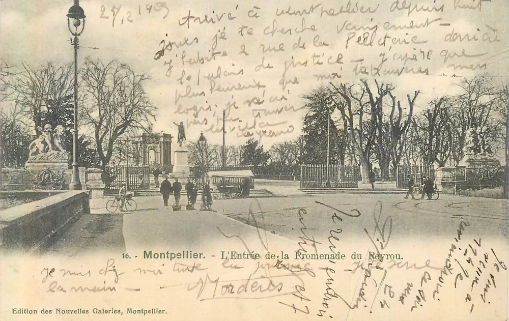 Montpellier - Der Eingang zur Promenade du Reyrou — Edition des Nouvelles Galeries, Montpellier, n°16 - Vorderseite