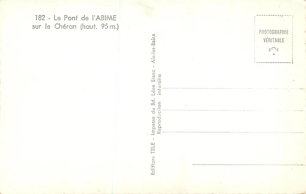 Ponte dell'Abisso — sul Chérán (alt. 95 m.) — Edizioni TELE, Aix-les-Bains - Verso