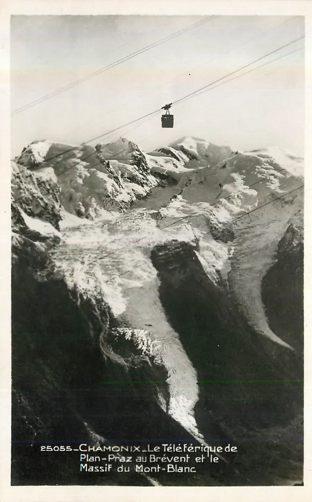 Chamonix — Der Seilbahnplan-Praz nach Brévent und das Massiv des Mont-Blanc — Edition « La Cigogne » - Vorderseite