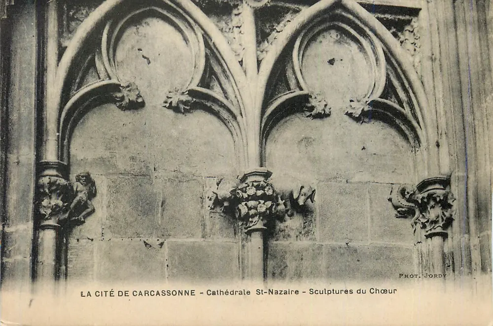 Carcassonne - Kathedrale Saint-Nazaire - Skulpturen des Chors — Foto. Jordy - Vorderseite