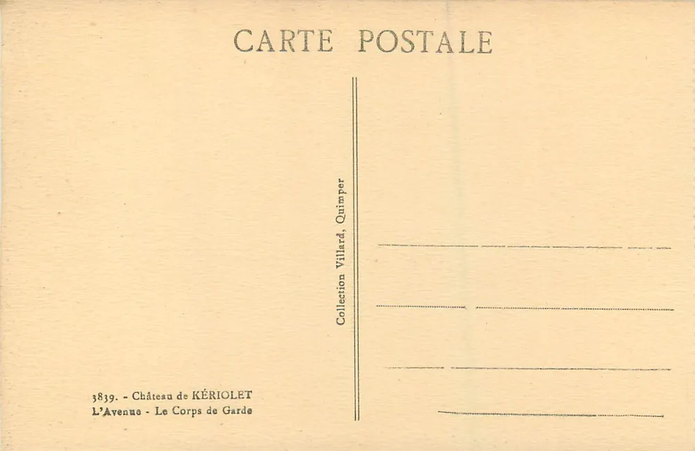 Castelo de KÉRIOLET — O Corpo de Guarda — Coleção Villard, Quimper - Verso