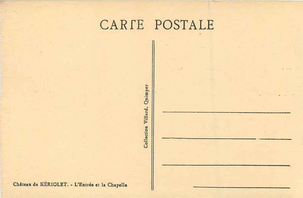 Castello di Kériolet — Entrata e Cappella — Collezione Villard, Quimper - Verso