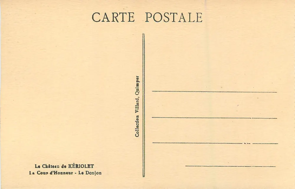 O Castelo de KÉRIOLET — A Cour d'Honneur — O Donjon — Coleção Villard, Quimper - Verso