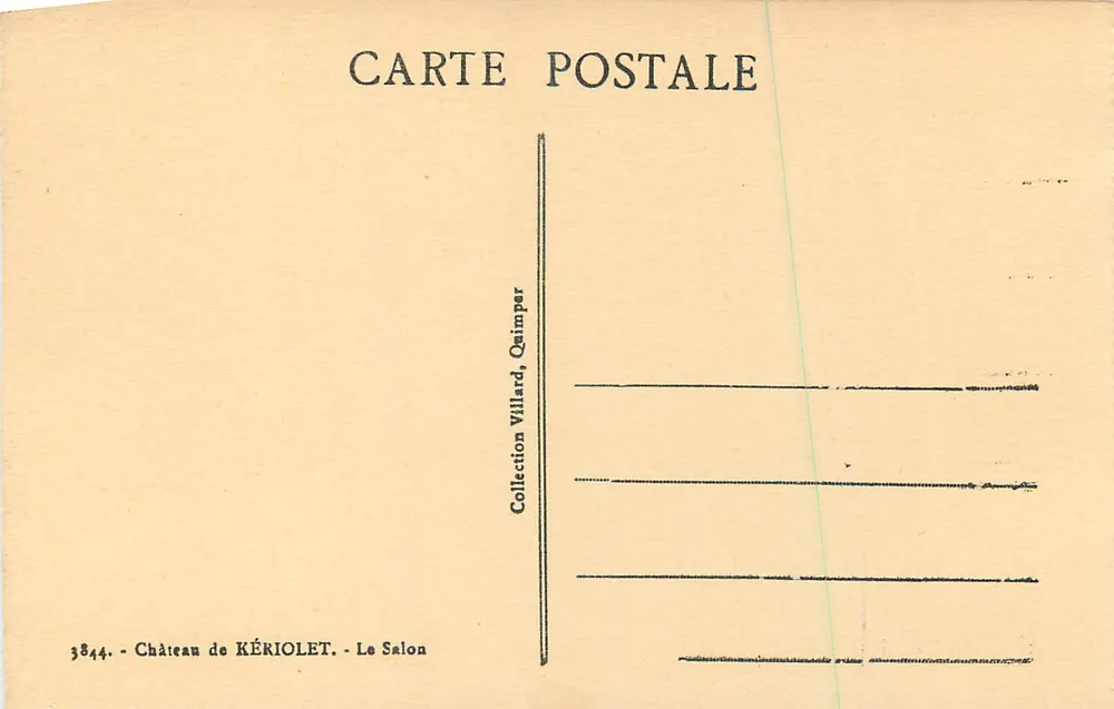 Castelo de KÉRIOLET - O Salão — Coleção Villard, Quimper - Verso