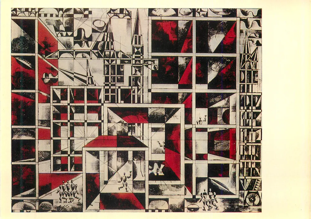 Composição abstrata — obra de A. Steponavičius — editor Aurora Art Publishers, n° 387 - Frente
