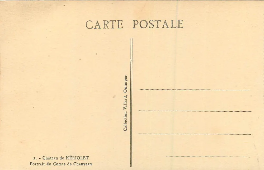 Retrato do Conde de Chauveau — Castelo de Kériolet — Coleção Villard, Quimper - Verso