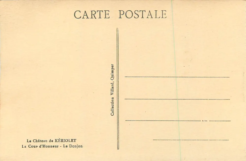 O Castelo de Kériolé - A Cour de Honra - O Donjon — Coleção Villard, Quimper - Verso