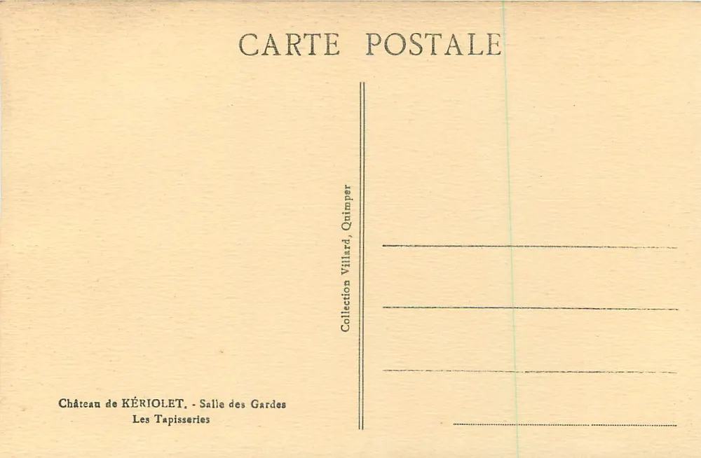 Château de Kériolet — Salle des Gardes — Les Tapisseries — Collection Villard, Quimper - Verso