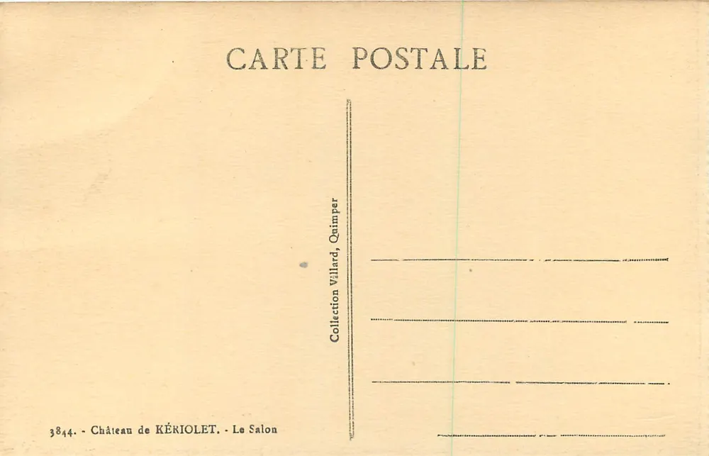 Castelo de KÉRIOLET — O Salão — Coleção Villard, Qaimper - Verso