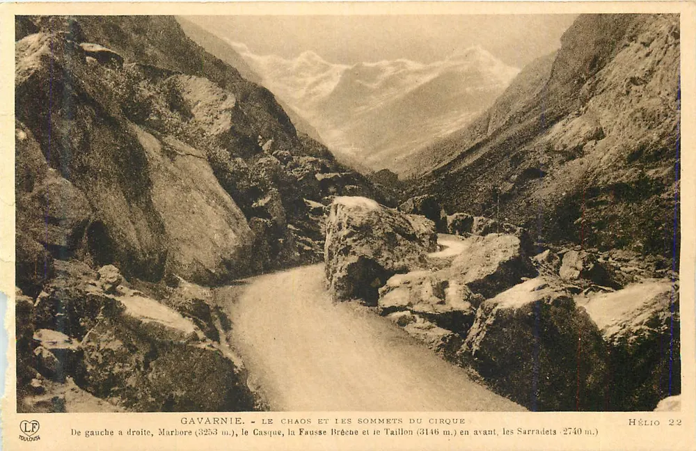 Gavarnie - Le Chaos et les sommets du cirque — Hélio 22, éditeur Hélio - Recto