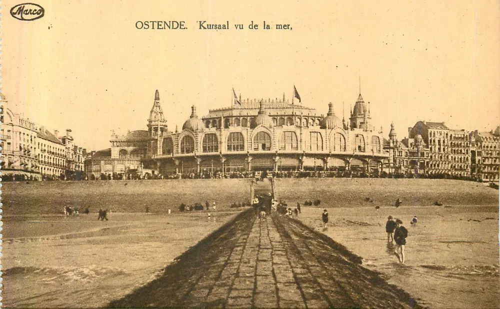 Ostende. Kursaal visto do mar — Marco - Frente