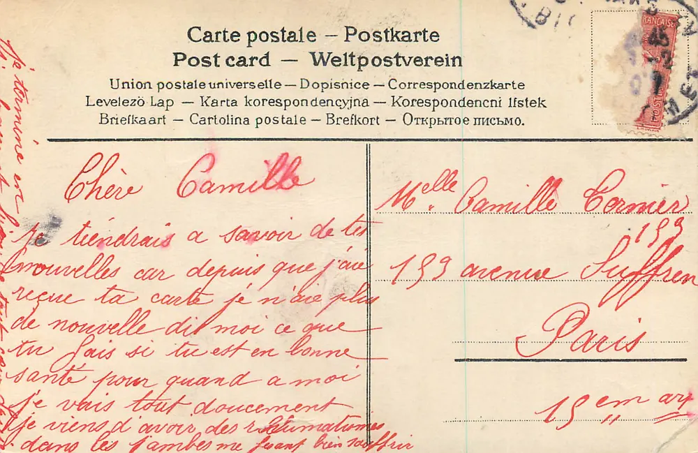 Rabbits and Flowers — Souvenir d'Amitié — J.C. PARIS - Verso