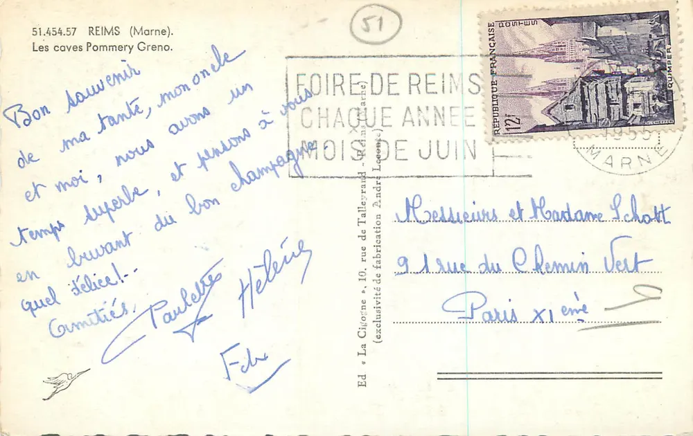 A Garça — As caves Pommery Greno — Ed. A Garça, Reims - Verso