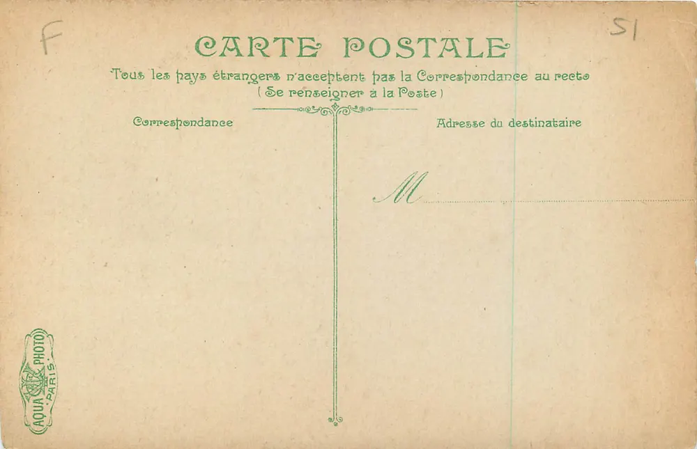 Reims, Praça do Parvis — estátua equestre — Editor L.V. Paris, n° 1037 - Verso