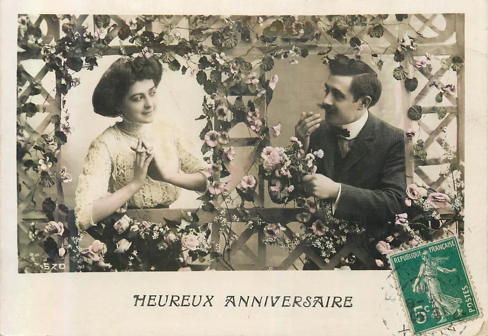 Casal Romântico — Aniversário — Editor Desconhecido, n° 570 - Frente
