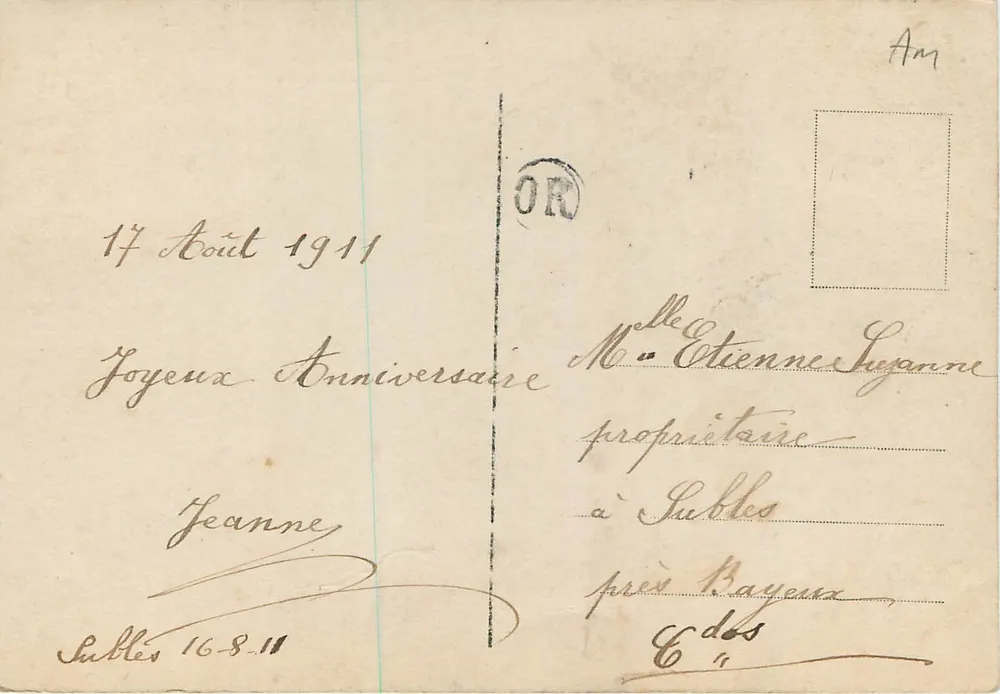 Casal Romântico — Aniversário — Editor Desconhecido, n° 570 - Verso