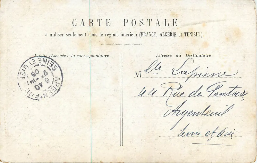 Deux amants dans un cadre de ruines — texte amoureux — éditeur inconnu - Verso