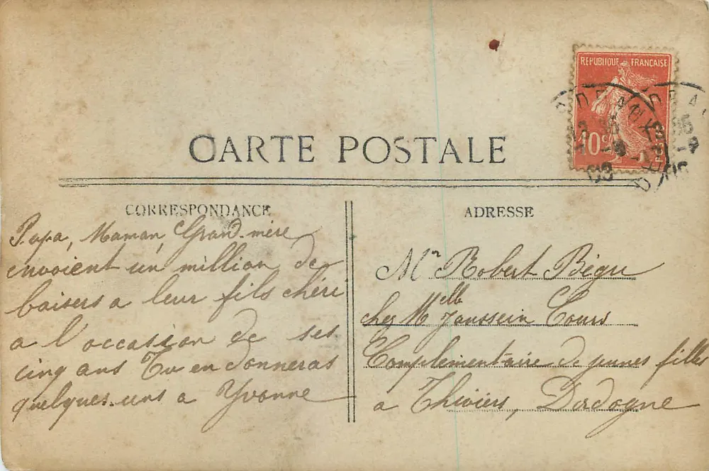 Dois crianças — Aniversário — Paris, n°338 - Verso