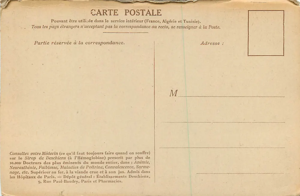 La première fois — scène de la peinture de Rouget de Lisle — éditeur Deschiens, n° 1875 - Verso