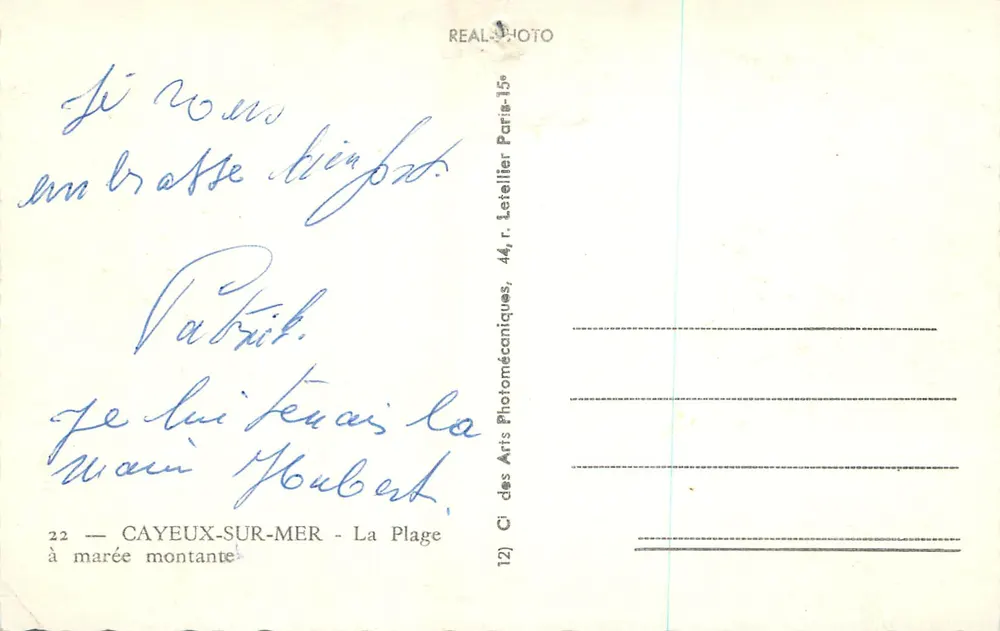 Cayeux-sur-Mer — La Plage à marée montante — REAL-PHOTO, Letellier Paris-15e - Verso