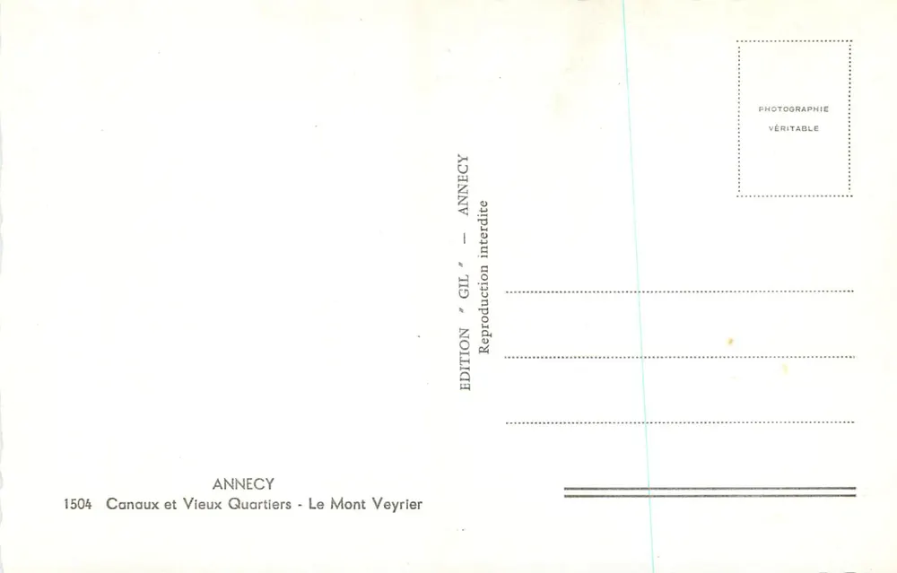 Annecy — Kanäle und alte Viertel — Mont Veyrier — Edition Gil - Rückseite